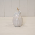 Ceramic White Rabbit on Egg Easter Decoration