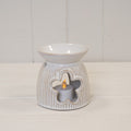 Natural Ceramic Oil Burner With Cut Out Flower Detail