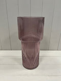 Amethyst Tall Glass Ribbed Vase