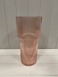 Rose Tall Glass Ribbed Vase