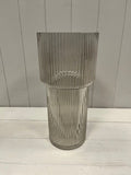 Smokey Brown Tall Glass Ribbed Vase