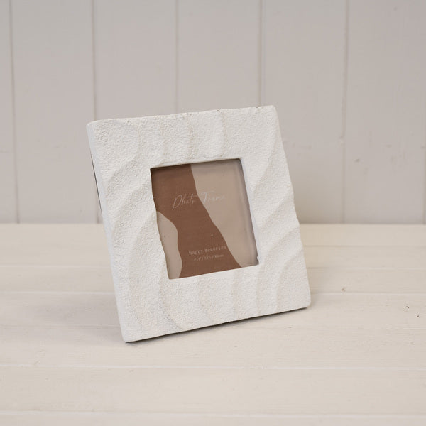Fresh White Sandy Textured Square Photo Frame