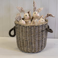 Round Log Basket with Rope Handles