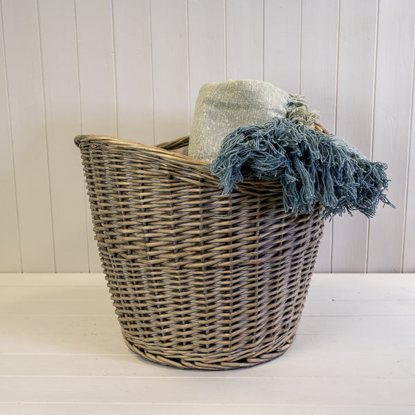 Willow Oval Log Basket with Hessian Liner