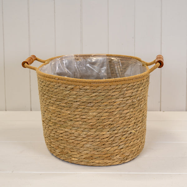 Set of 3 Natural Rope & Grass Storage Basket L: M: S: