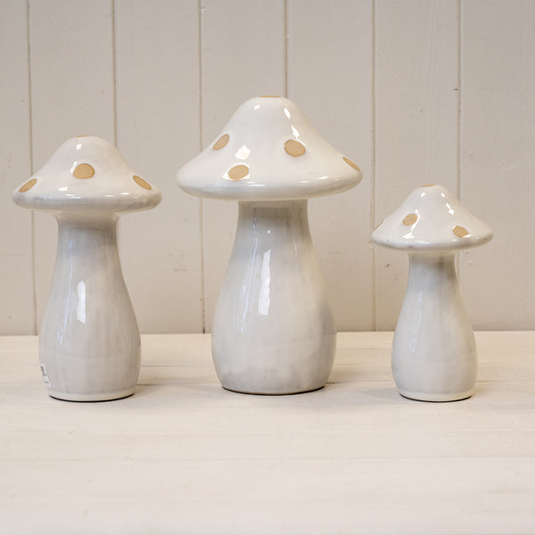 Large Cream and Sand Polka Dot Mushroom