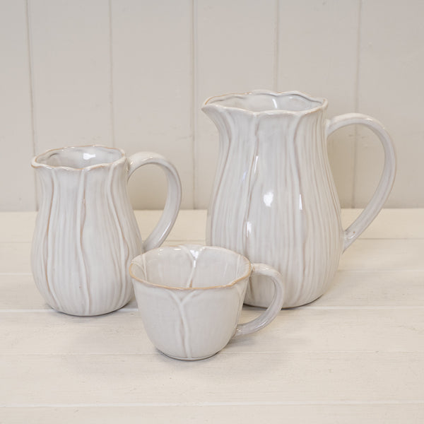 Natural Ceramic Jug with Petal Shape design Small