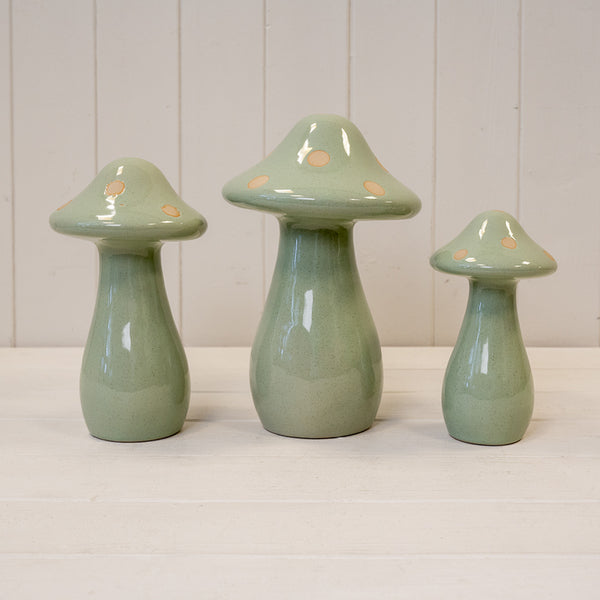 Small Ceramic Pale Green Mushroom