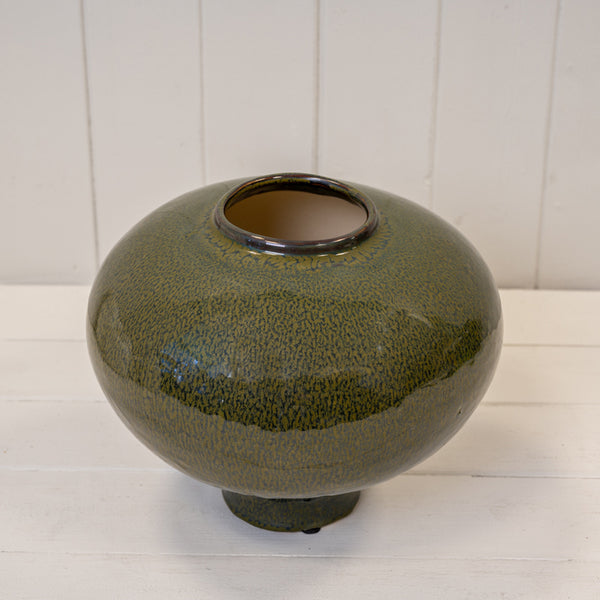 Green Ceramic Round Vase