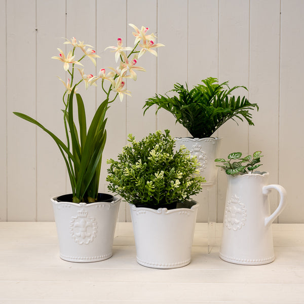 White Ceramic Jug Fleur De Lis