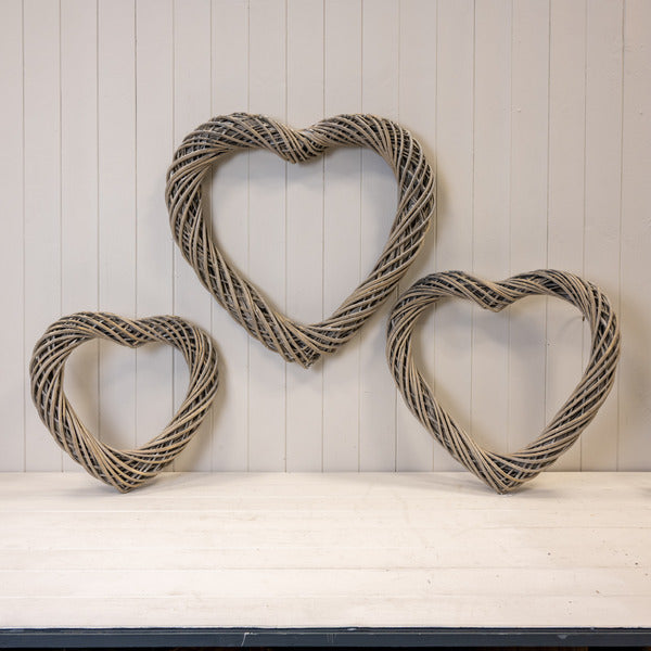 Grey Heart Thick Willow Wreath