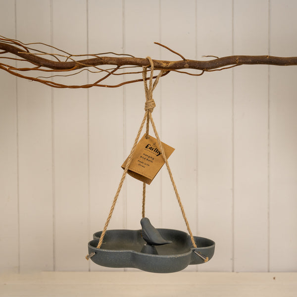Earthy Anthracite Bamboo Hanging Bird Bath/Feeder