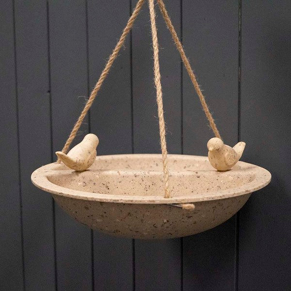 Earthy Coffee Husks Hanging Bird Bath and Feeder