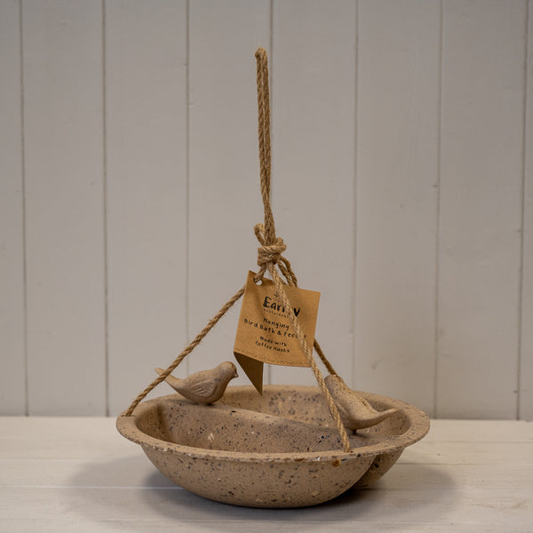 Earthy Coffee Husks Hanging Bird Bath and Feeder