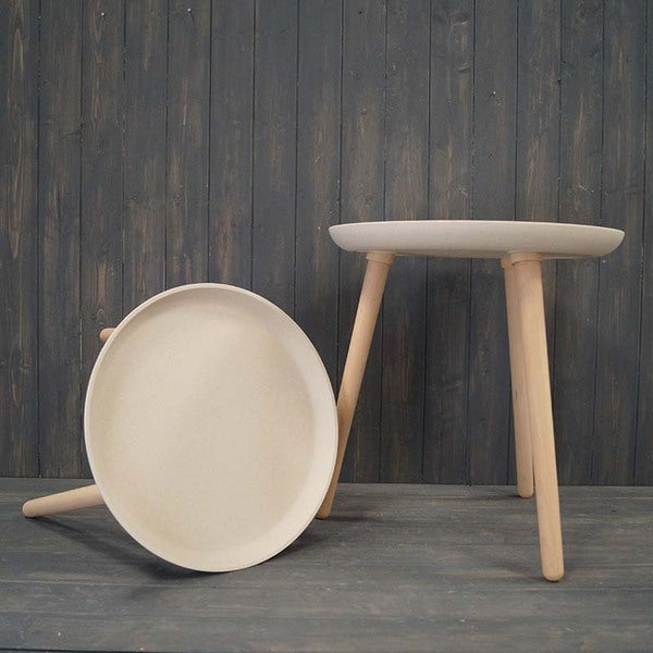 Set Of Two Earthy Oatmeal Chaff Side Tables