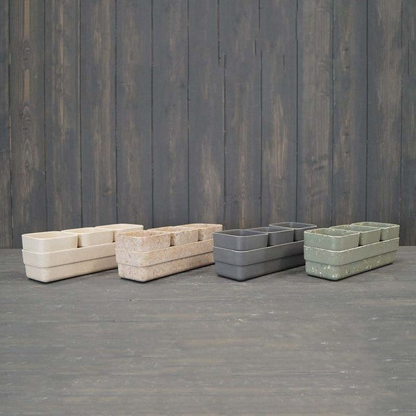 Earthy Oatmeal Chaff Trio Pots with Tray