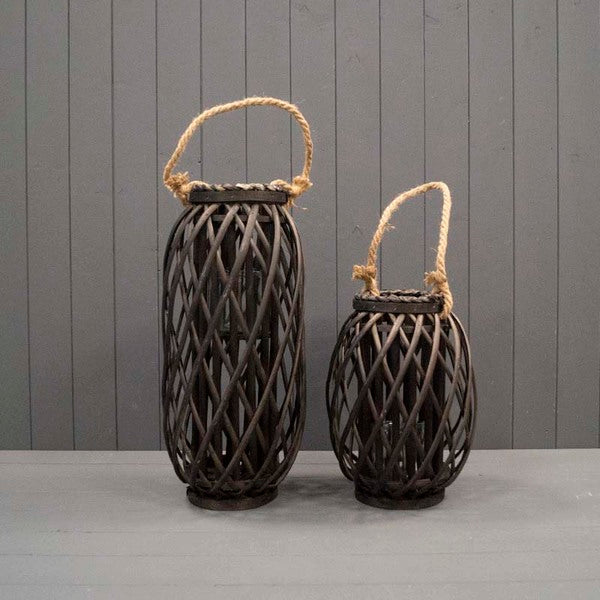 50cm Black Wicker Lantern