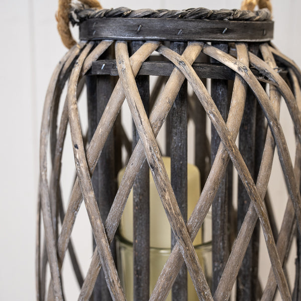 Grey Wicker Lantern