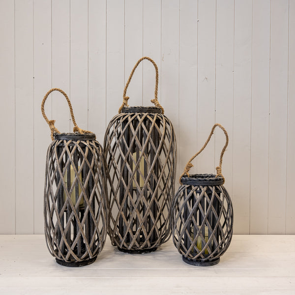 Grey Wicker Lantern
