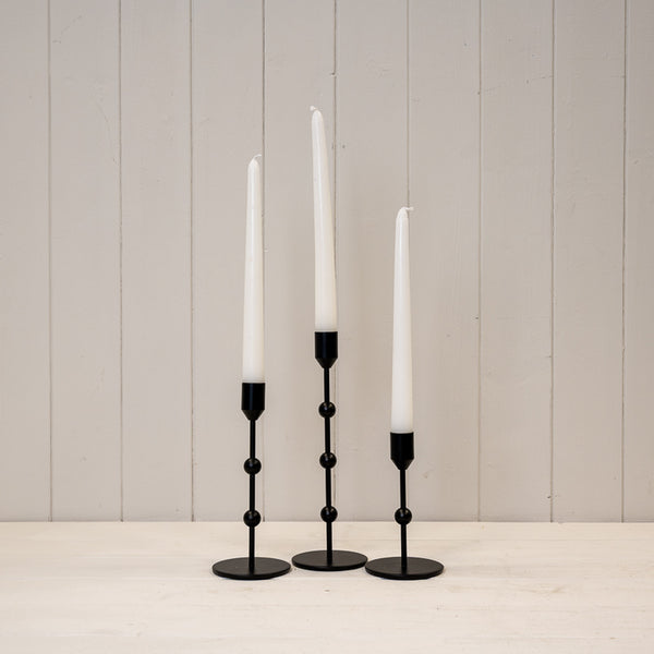 Small Black Single Candle Holder with Ball Detail