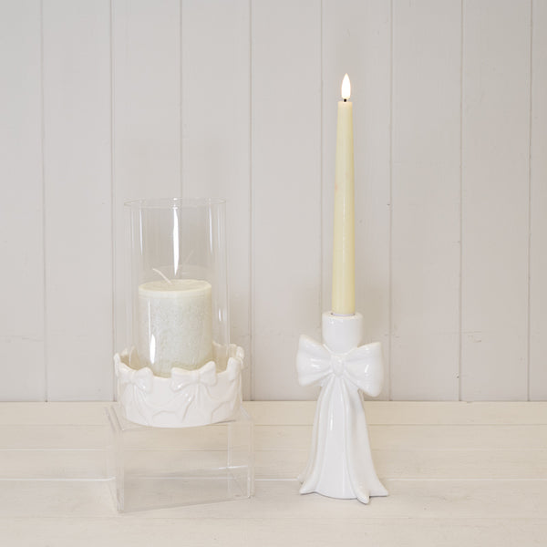 Round Bow Candle Holder with Glass Insert.