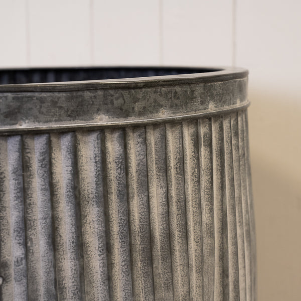 Set of 3 Tall Round Galvanised Dolly Tub Planters