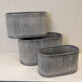 Set/3 ribbed oval pot