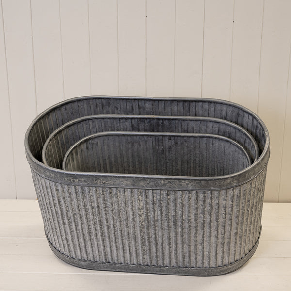 Set/3 ribbed oval pot