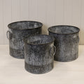 Set of Three Meadow Round Zinc Planters