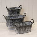Set of Three Meadow Zinc Oval Planters