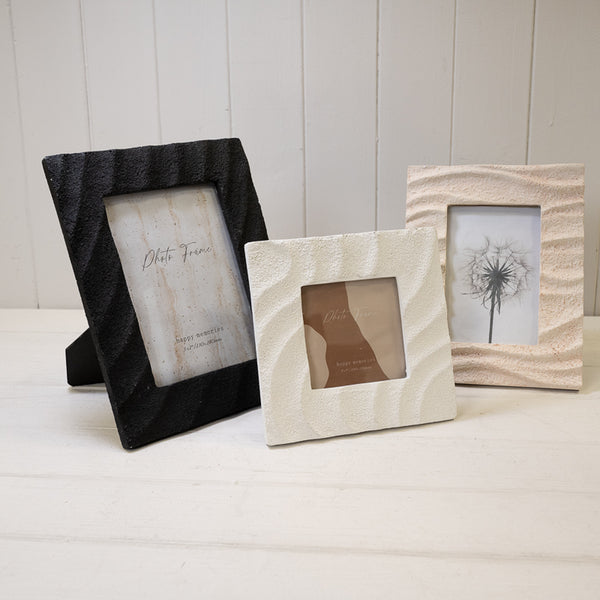 Fresh White Sandy Textured Square Photo Frame