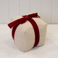 Natural Christmas Present with Red Velvet Bow Doorstop
