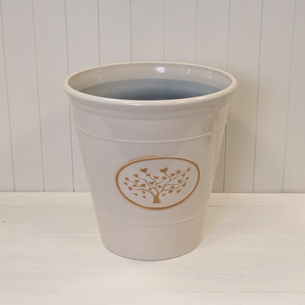 Cream Round Love Heart Tree Planter
