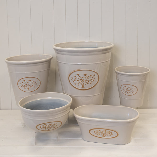 Cream Round Love Heart Tree Planter