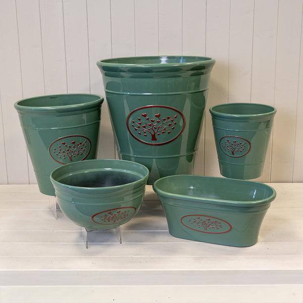 Green Round Love Heart Tree Bowl Recycled Plastic Planter 6.6LTR