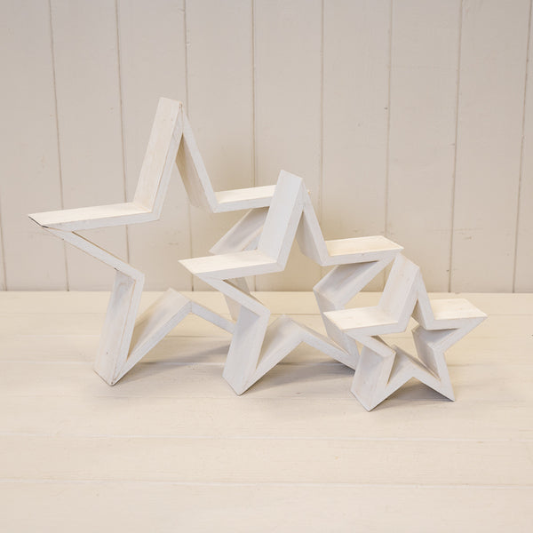 Set of Three Wooden Stars