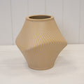 Short Tan Sculptural Ribbed Vase