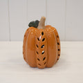 Orange LED Pumpkin with Open Leaf detail