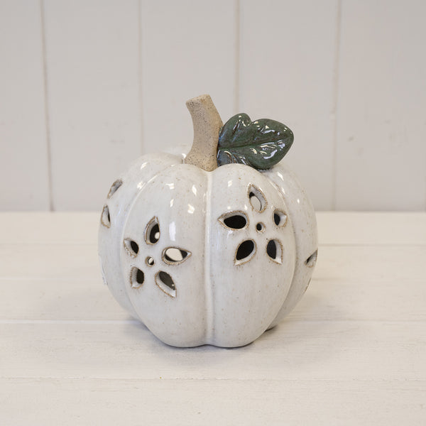 Small LED Pumpkin with Open Flower Detail