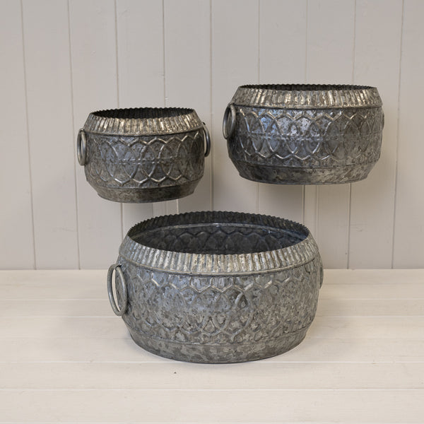 Set of Three Patterned Bowl Planters