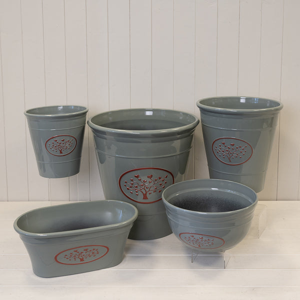 Grey Round Love Heart Tree Bowl Recycled Plastic Planter 6.6LTR