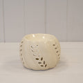 Beige Ceramic Wax Burner with Leaf Detail