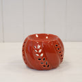 Burnt Orange Ceramic Wax Burner with Leaf Detail
