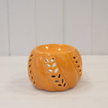 Orange Ceramic Wax Burner with Leaf Detail