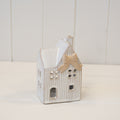 Ceramic Natural Tealight House with Bow Detail Small