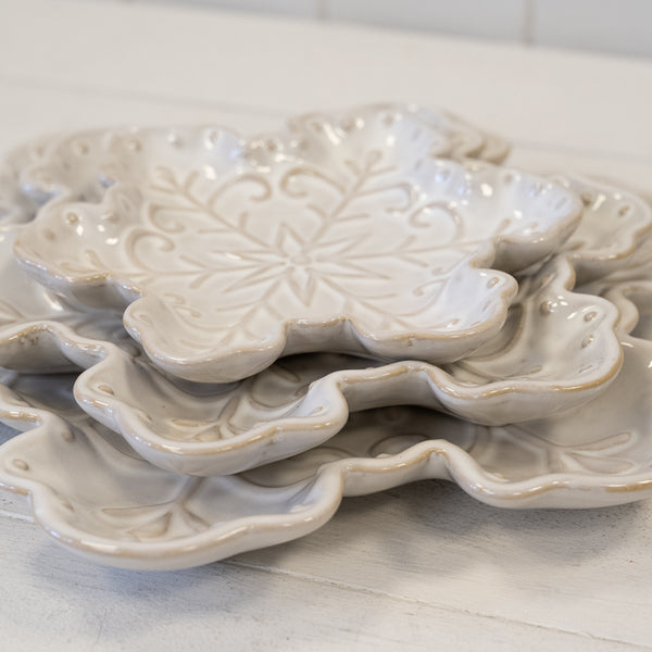 Ceramic NaturalSnowflake Plate Large
