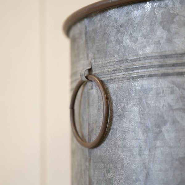 Set of Three Round Zinc Planters. S TD25 M TD30 L TD35