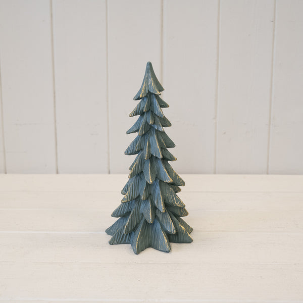 Resin Christmas Tree Dark Sage with Gold Edging Medium