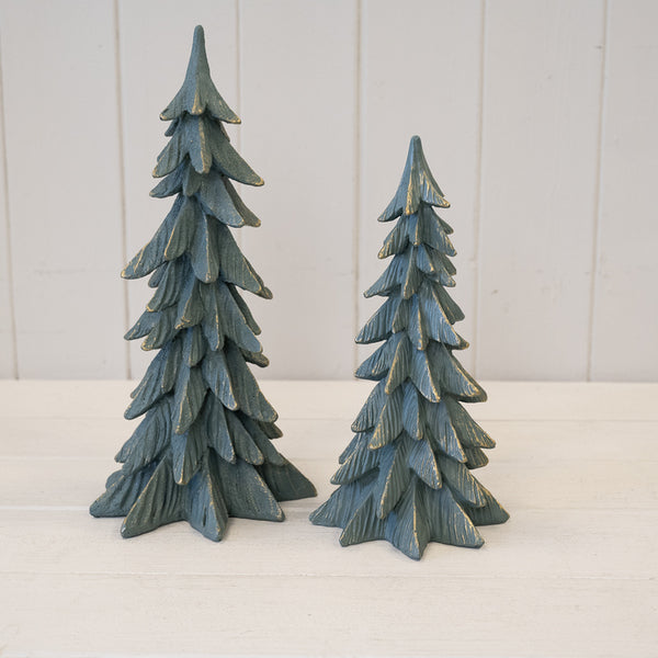 Resin Christmas Tree Dark Sage with Gold Edging Tall