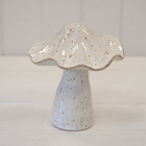 Stoneglazed Speckled Ceramic Mushroom Ornament